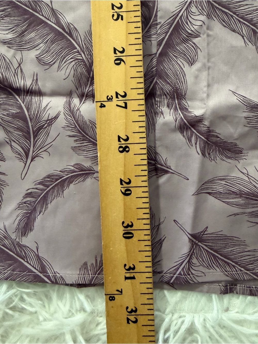 Duluth Womenβs 2X Feather Print Button Up Tunic Top Purple Office Wrinklefighter - Picture 8 of 9